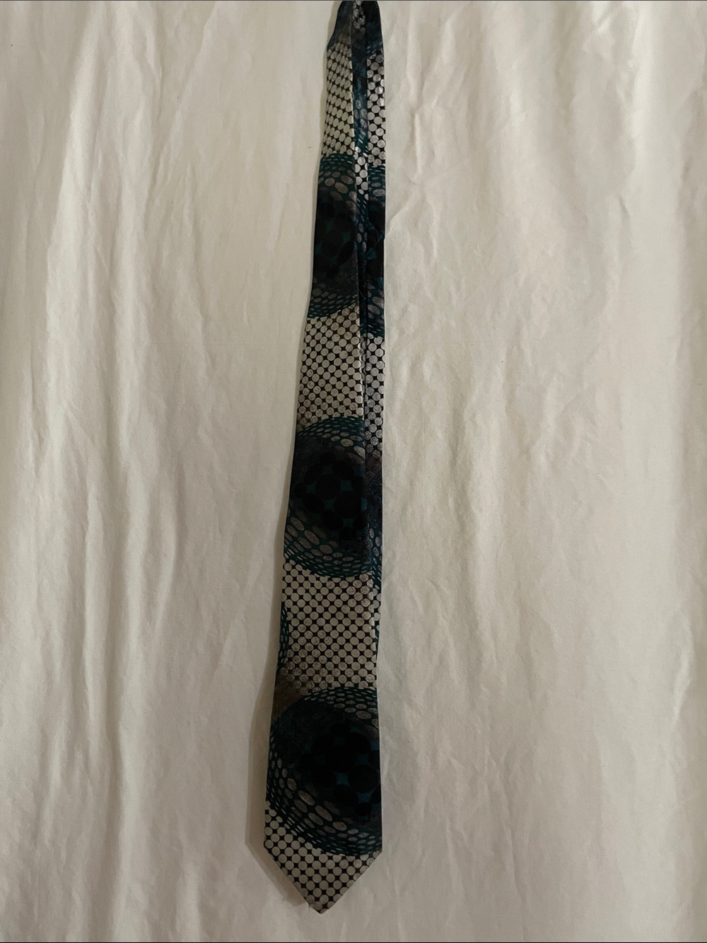 Men's Patterned Tie in Black and Teal America Edition